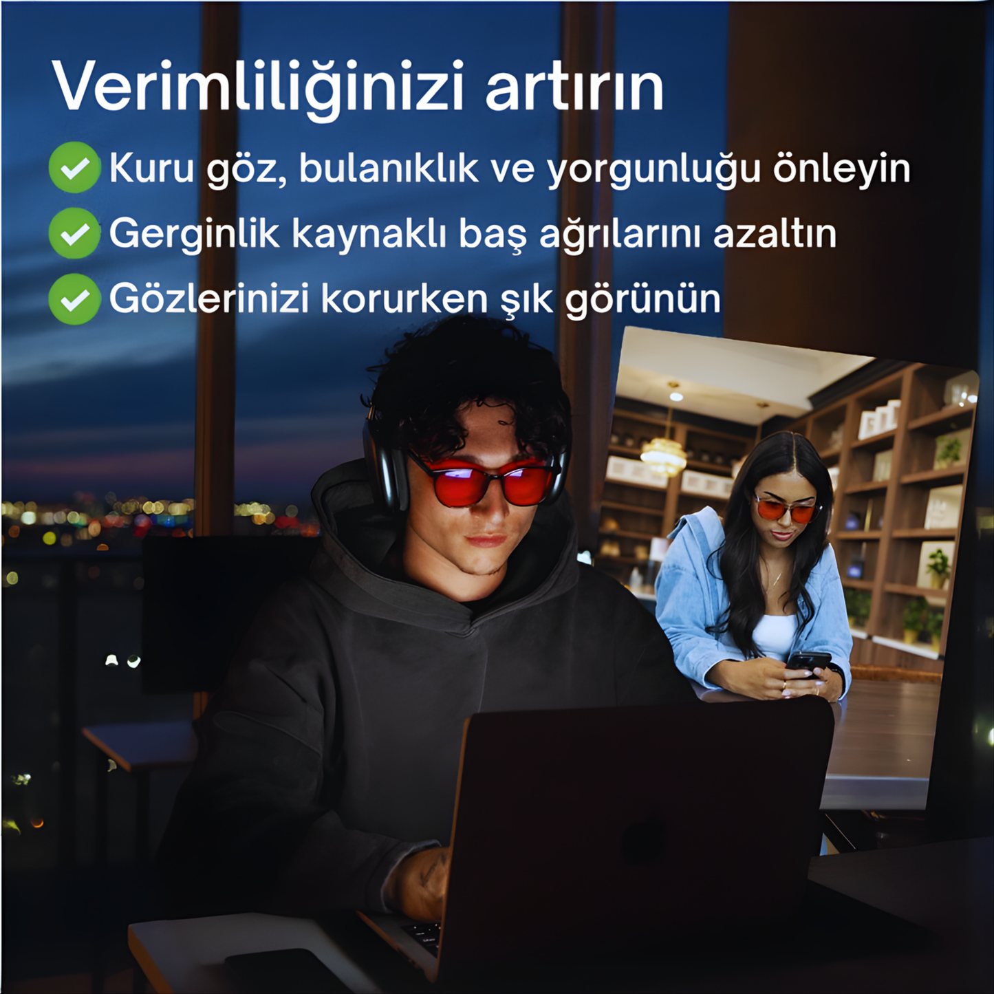 VELONBLUE® | Unisex Mavi Işık Filtreli Gözlük